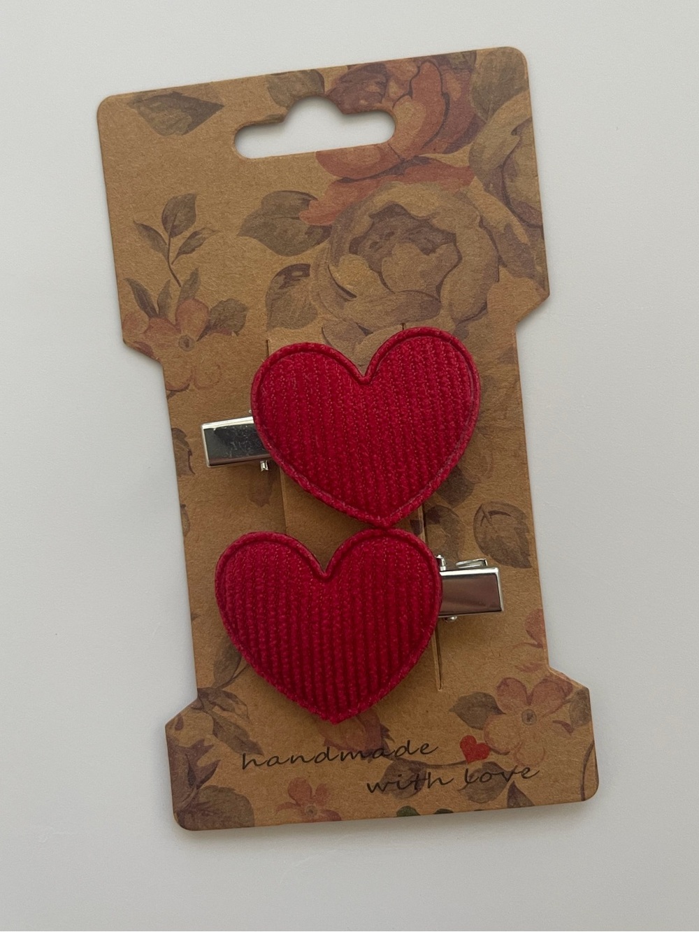 Handmade Red Heart Hair Clips Set of 2 Cute Y2K Romantic Hair Accessories